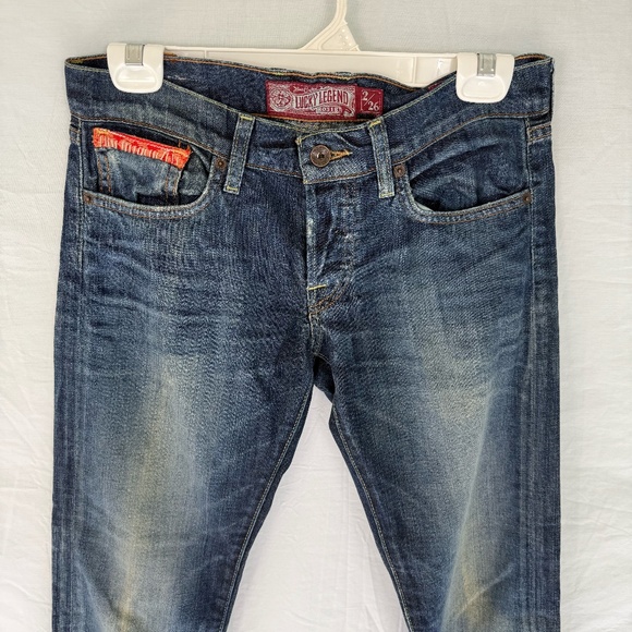 Lucky Brand Legend Sienna Tomboy Crop Sz 2/26 Red Fabric Cuffs - Picture 3 of 13